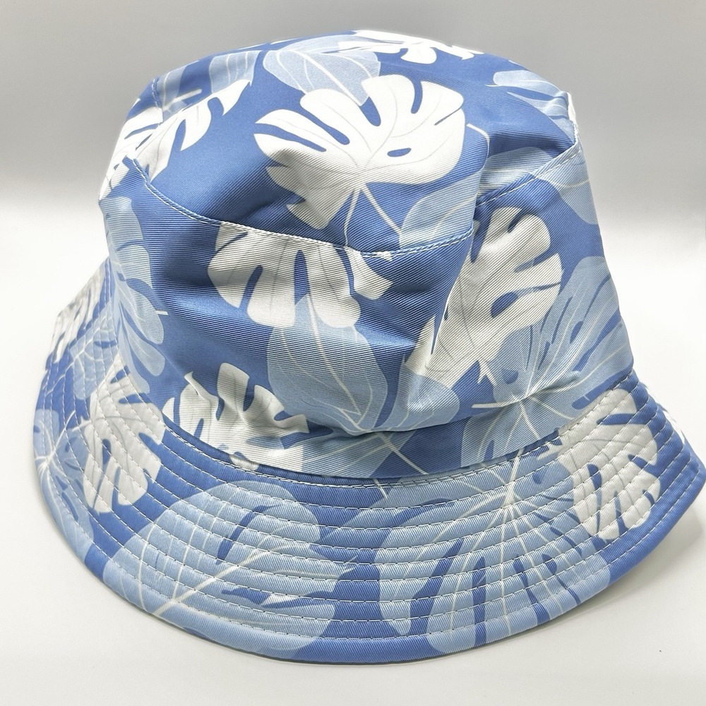 Tropical Flowers Plants Bucket Hat Cap One Size Adult Outdoors Blue All Over